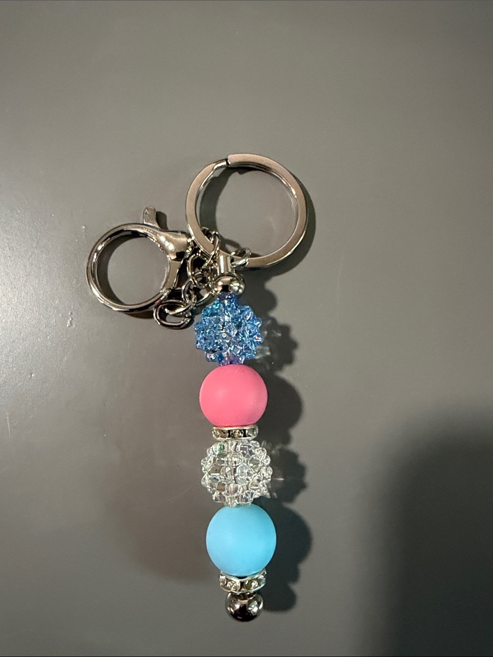 NWOT Beaded Pink & Blue Keychain Charm